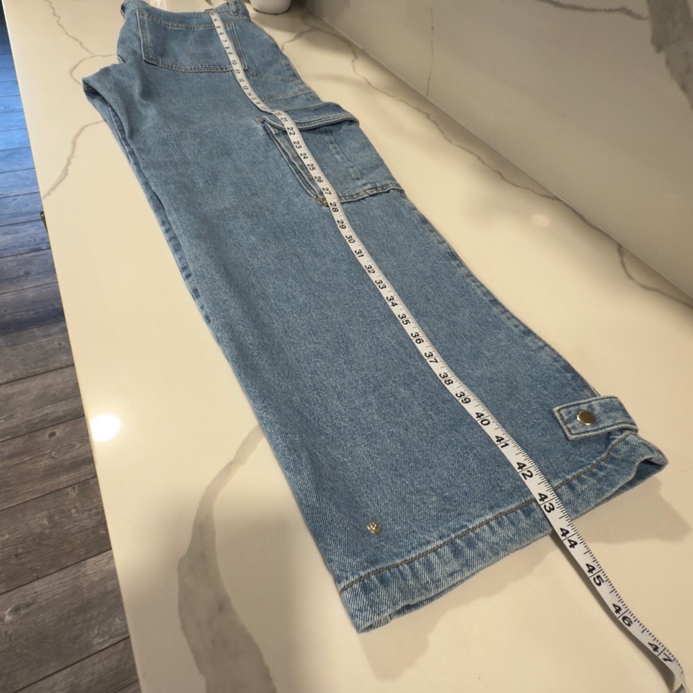 Mango MNG Cargo Jeans Womens 10 Blue Denim Cargo‎ Baggy Grunge Pockets NWT - Picture 15 of 16